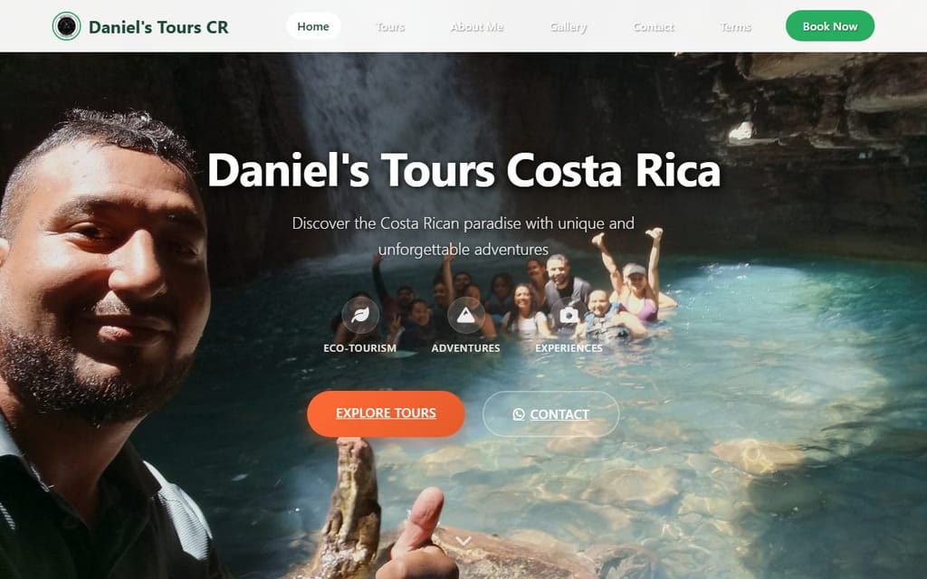 Captura del sitio Daniel's Tours Costa Rica
